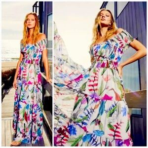 PatBO beautiful floral off the shoulder maxi dress.